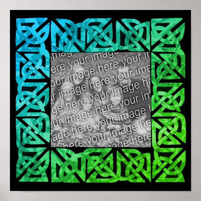 Affiche Colorful Celtic Knots Cadre Vert Ajouter Votre Pho (Devant)