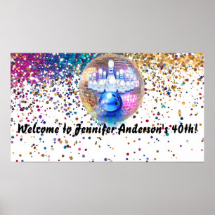 Affiche Colorful Disco Bowling 1985 40e anniversaire fête