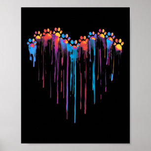 Affiche Colorful Driving Empreinte de patte Heart Pet Love