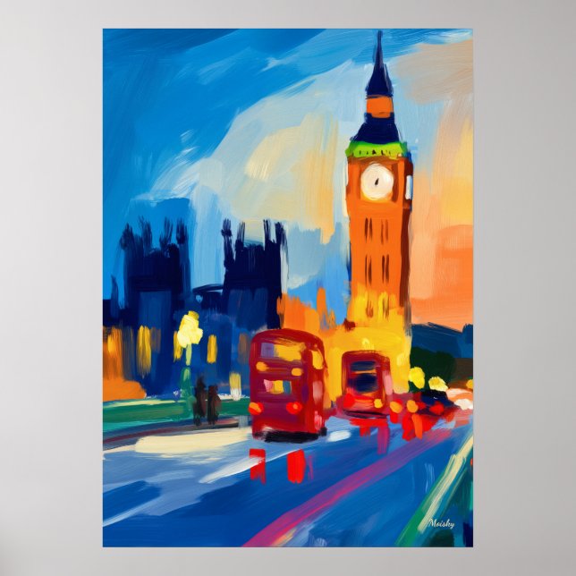 Affiche Colorful Fauvist London Skyline Wall Art (Devant)