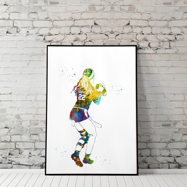 Affiche Colorful Flag Football Girl (Créateur téléchargé)