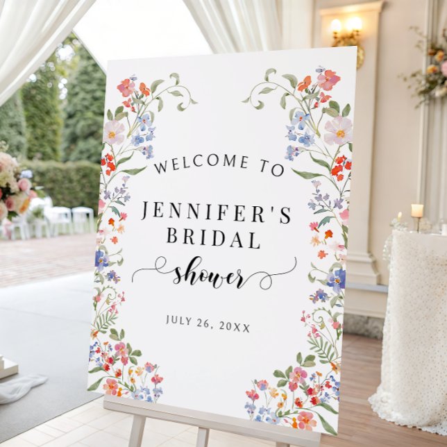 Affiche Colorful Floral Boho Bridal Shower Welcome Sign (Créateur téléchargé)