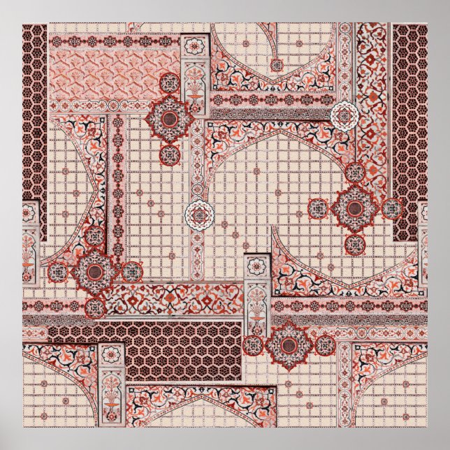 Affiche Colorful flowers mughal architecture background wa (Devant)