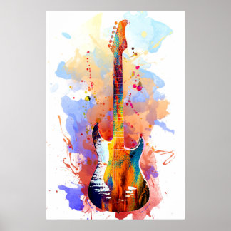 Affiche Colorful guitar
