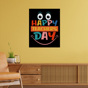 Affiche Colorful Happer Teachers Day Drôle Visage