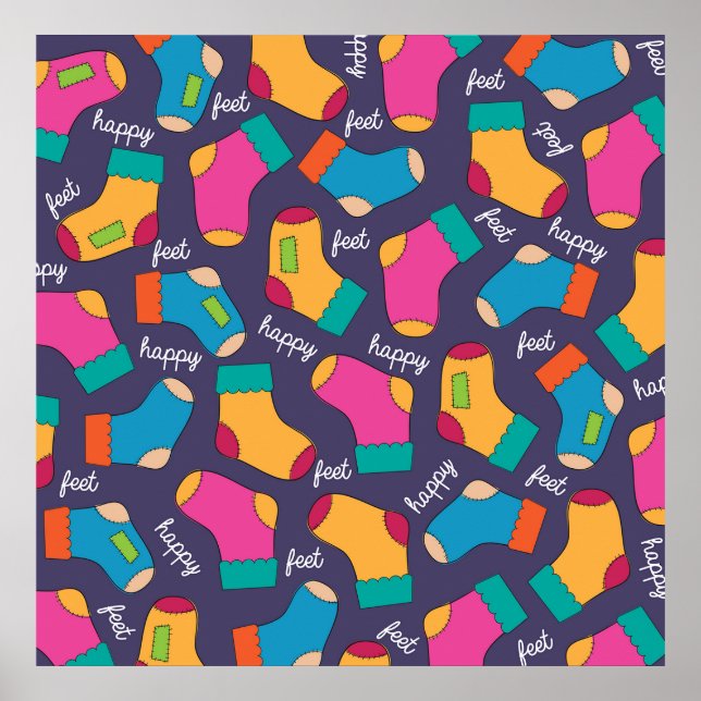 Affiche Colorful Happy Feet Socks Pattern (Devant)