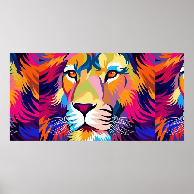 Affiche colorful illustrations, a lion, simple design - vi (Devant)