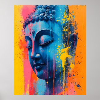 Affiche Colorful Modern Art - Gautama Buddha Painting