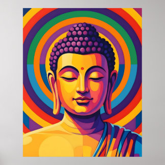 Affiche Colorful Modern Art | Meditating Buddha Portrait