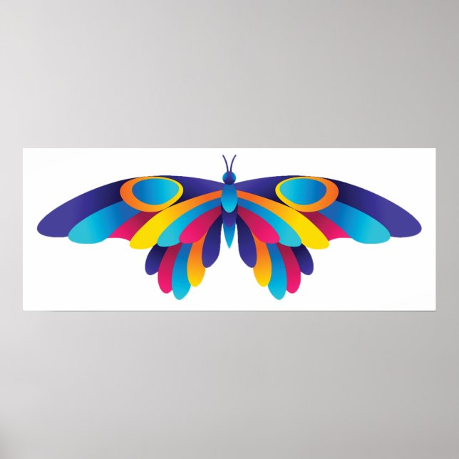 Affiche Colorful Modern Butterfly Vibrant Wings (Devant)