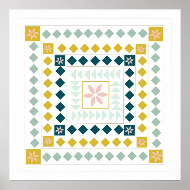 Affiche Colorful Modern Geometric Medallion Art Design (Devant)