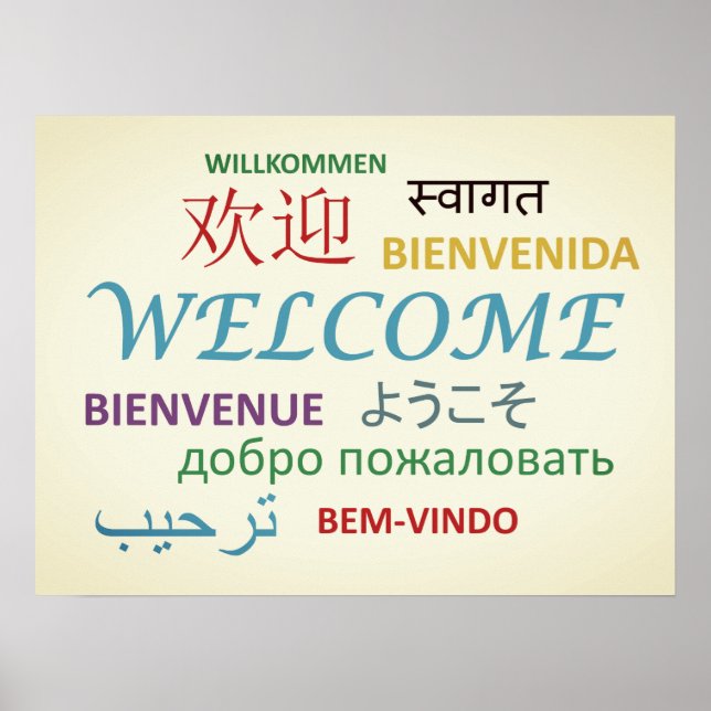 Affiche Colorful Multiple Language Welcome (Devant)