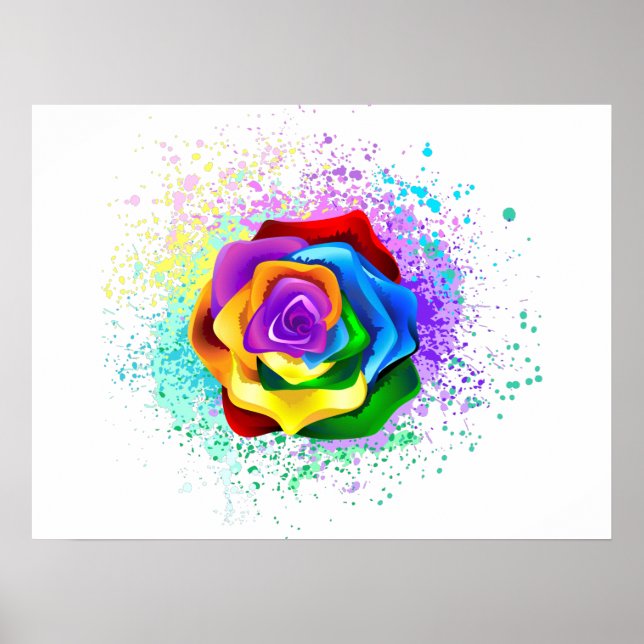 Affiche Colorful Rainbow Rose (Devant)