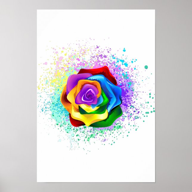 Affiche Colorful Rainbow Rose (Devant)
