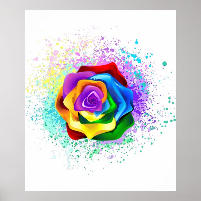 Affiche Colorful Rainbow Rose (Devant)