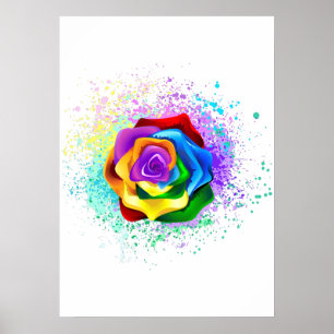 Affiche Colorful Rainbow Rose