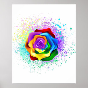Affiche Colorful Rainbow Rose