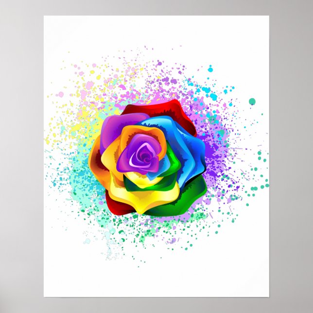 Affiche Colorful Rainbow Rose (Devant)