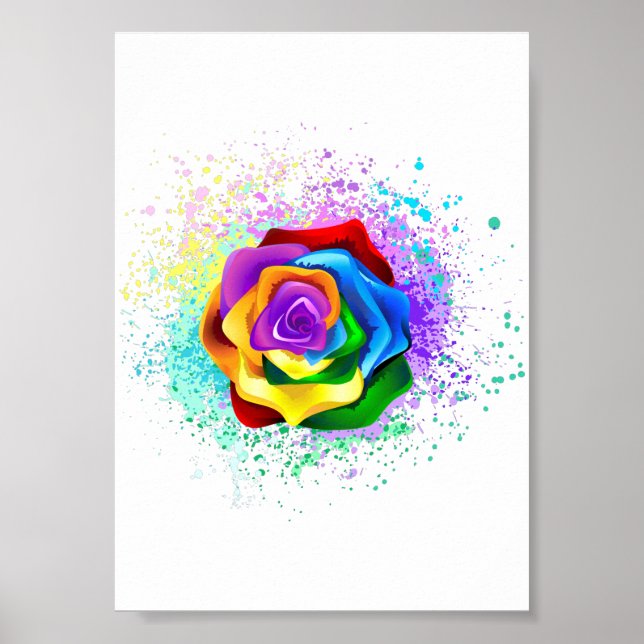 Affiche Colorful Rainbow Rose (Devant)