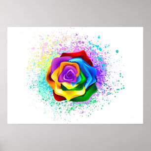 Affiche Colorful Rainbow Rose