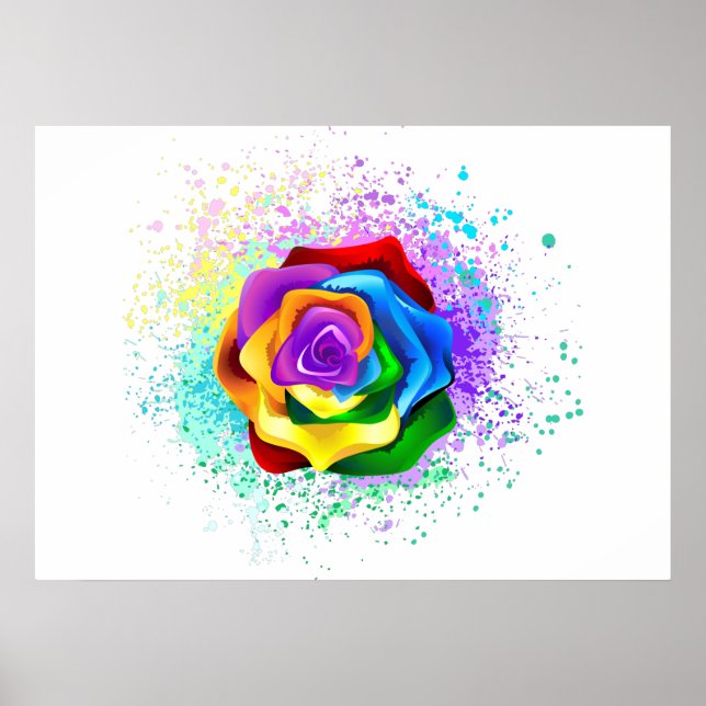 Affiche Colorful Rainbow Rose (Devant)
