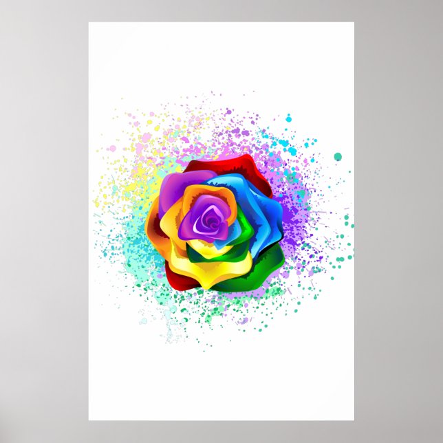 Affiche Colorful Rainbow Rose (Devant)
