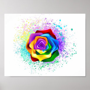 Affiche Colorful Rainbow Rose