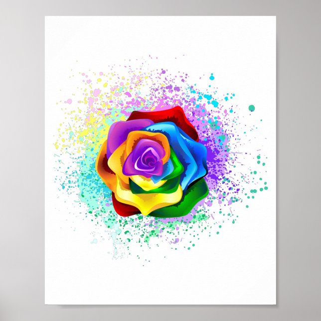 Affiche Colorful Rainbow Rose (Devant)