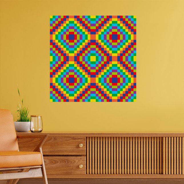 Affiche Colorful Retro Optical Illusion Geometric Rainbow (Créateur téléchargé)