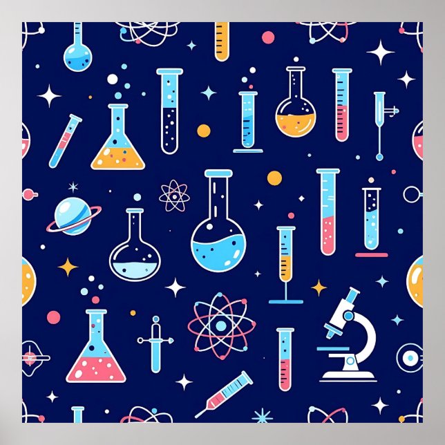 Affiche Colorful Science Lab Pattern Modern Chemistry  (Devant)
