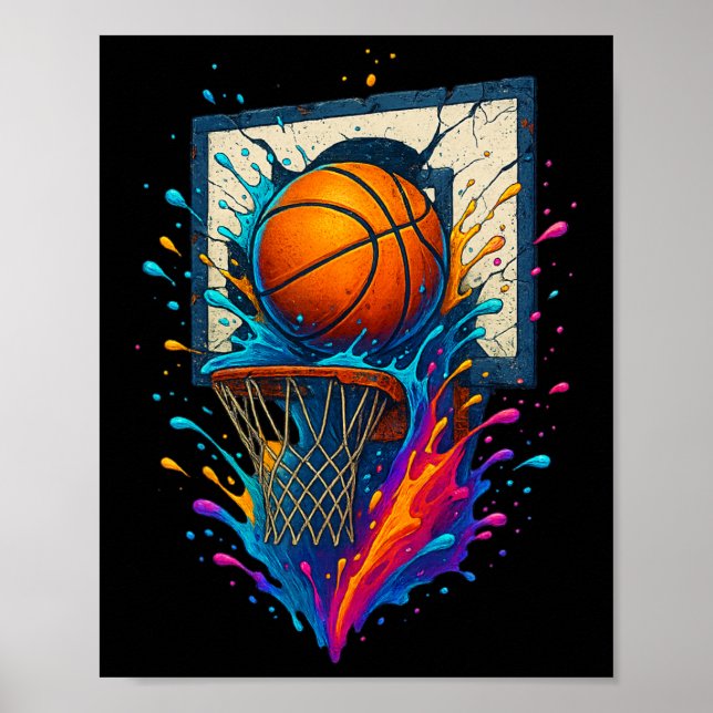 Affiche Colorful Sketll Slam Dunk Splash Hoop Ckboard  (Devant)