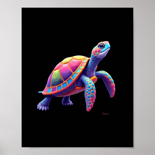 Affiche Colorful Splash Eastern Box Turtle (4) (Devant)