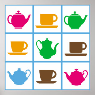 Affiche Colorful teapots