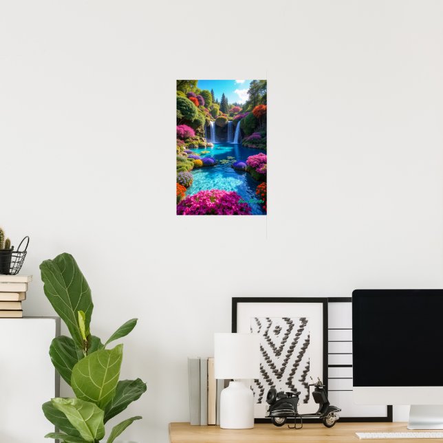 Affiche Colorful Tropical Waterfall Dreamscape Art (Bureau à domicile)