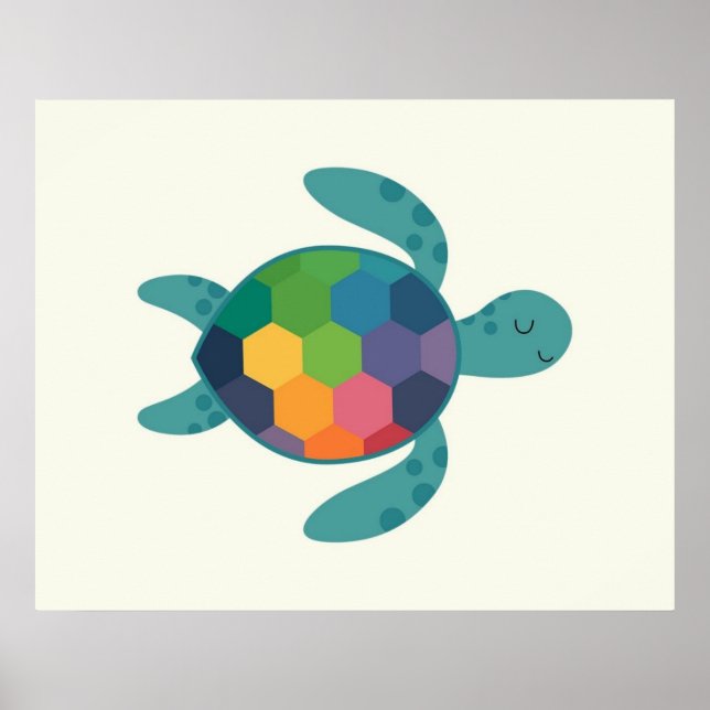Affiche Colorful Turtle with Geometric Shell Baby kids  (Devant)