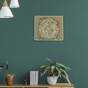 Affiche Colorful Vintage Boreal Sky Stars, 1730 Atlas Map
