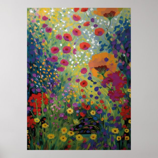 Affiche Colorful Wildflower Field Art Vibrant Floral Paint (Devant)