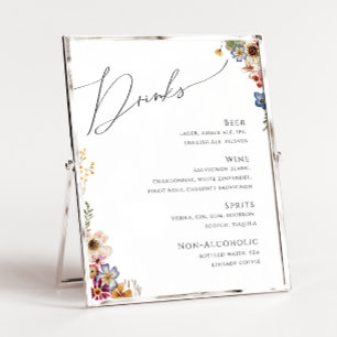 Affiche Colorful Wildflower   Wedding Drinks Menu Sign