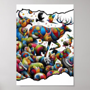 Affiche Colorful Wildlife — wild bursts