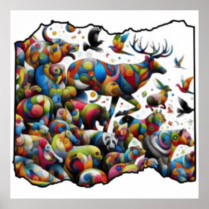 Affiche Colorful Wildlife — wild bursts