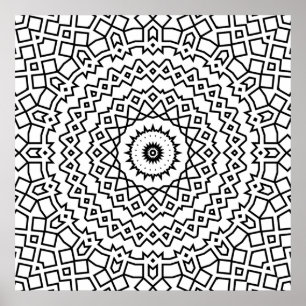 Affiche Coloriage artistique de mandala à motif étoile en 