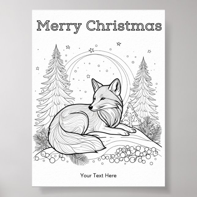 Affiche Coloriage de Noël Renard Rouge Faune d'Hiver (Devant)