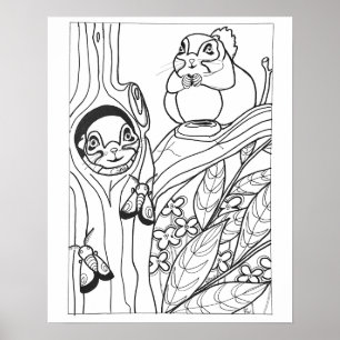 Affiche Coloriage écureuils volants sibériens 16"x 20"