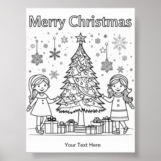 Affiche Coloriage pour enfants activité amusante sur l'arb (Devant)