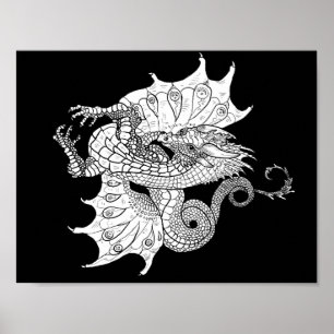 Affiche Coloriez votre propre ligne Art Dragon