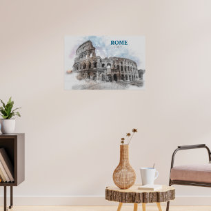 Affiche Colossée aquarelle Rome Italie – Art de vacances