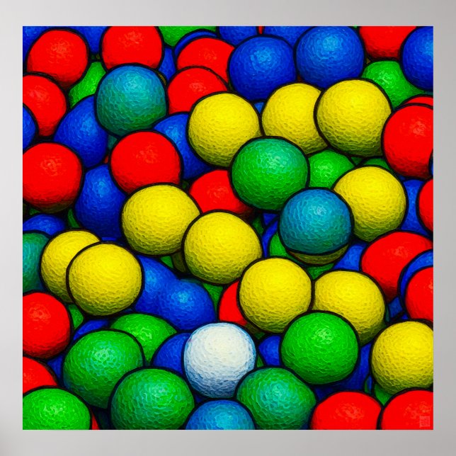 Affiche Coloured Golf Balls - Art On Canvas Print (Devant)