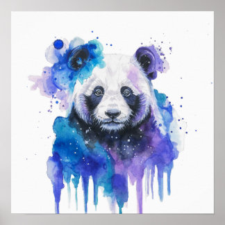 Affiche Colourful Panda Watercolor Artwork