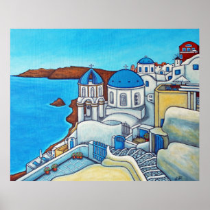 Affiche Colours of Santorini Print by Lisa Lorenz