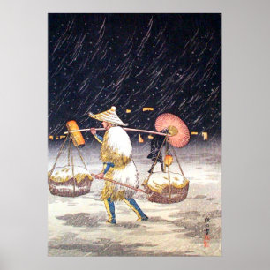 Affiche Colporteur dans la nuit enneigée Shotei Takahashi